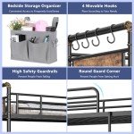 Jocoevol Metal Bunk Bed Twin Over Full, Industrial Bunkbeds Heavy Duty Bed with Safety Guard Rails and Space-Saving Design, Steel Bed for School, Bedroom (Vintage Brown)