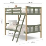 Storkcraft Caribou Bunk Bed Twin Over Twin Bunk Bed (Olive and Natural) - GREENGUARD Gold Certified, Twin Bunk Beds for Kids, Converts to 2 Individual Twin Beds (Mattress not Included)