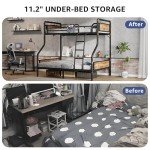 Jocoevol Metal Bunk Bed Twin Over Full, Industrial Bunkbeds Heavy Duty Bed with Safety Guard Rails and Space-Saving Design, Steel Bed for School, Bedroom (Vintage Brown)