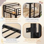 Shintenchi Bunk Bed Twin Over Twin Size with Trundle, Heavy-Duty Twin Bed Frame with Full-Length Guardrail and Two Ladders, Triple Bunk Bed for Kids, Teens and Adults, Space-Saving, Black
