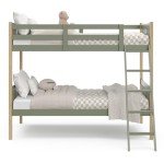 Storkcraft Caribou Bunk Bed Twin Over Twin Bunk Bed (Olive and Natural) - GREENGUARD Gold Certified, Twin Bunk Beds for Kids, Converts to 2 Individual Twin Beds (Mattress not Included)