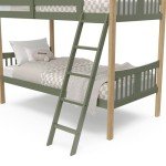 Storkcraft Caribou Bunk Bed Twin Over Twin Bunk Bed (Olive and Natural) - GREENGUARD Gold Certified, Twin Bunk Beds for Kids, Converts to 2 Individual Twin Beds (Mattress not Included)