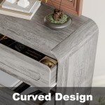 SOLACE FURNITURE Dresser for Bedroom, 47" Farmhouse Chest of Drawers Organize, Grey 6 Drawer Dresser, Curved Edge Design, Farmhouse Style Dresser for Bedroom, Living Room, or Hallway