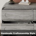 SOLACE FURNITURE Dresser for Bedroom, 47" Farmhouse Chest of Drawers Organize, Grey 6 Drawer Dresser, Curved Edge Design, Farmhouse Style Dresser for Bedroom, Living Room, or Hallway