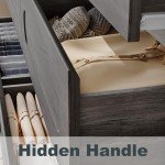 SOLACE FURNITURE Dresser for Bedroom, 47" Farmhouse Chest of Drawers Organize, Grey 6 Drawer Dresser, Curved Edge Design, Farmhouse Style Dresser for Bedroom, Living Room, or Hallway