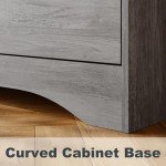 SOLACE FURNITURE Dresser for Bedroom, 47" Farmhouse Chest of Drawers Organize, Grey 6 Drawer Dresser, Curved Edge Design, Farmhouse Style Dresser for Bedroom, Living Room, or Hallway