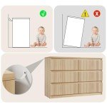 Jocoevol 6 Drawer Dresser for Bedroom, Boho Fluted Dresser with Deep Drawers, Large Double Natural Wood Dresser Chest of Drawers for Living Room, Hallway, Entryway (Wood)