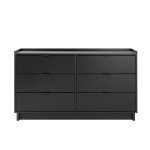 Prepac Simply Modern 6-Drawer Double Dresser for Bedroom, Chest of Drawers, Modern Bedroom Furniture, 52.5” wide x 16” deep x 29.5” tall, Black