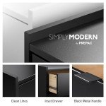 Prepac Simply Modern 6-Drawer Double Dresser for Bedroom, Chest of Drawers, Modern Bedroom Furniture, 52.5” wide x 16” deep x 29.5” tall, Black