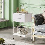 WLIVE White Nightstand, Night Stand with Fabric Storage Drawer and Open Wood Shelf, Small End Side Table, Bedside Table for Bedroom, Dorm, Easy Assembly, 25.03" Height