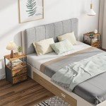 TUTOTAK End Table with Charging Station, Side Table with 2 USB Ports and Outlets, Nightstand with Cloth Drawer, Set of 2, Couch Table, Brown TB01BB052