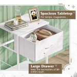 WLIVE White Nightstand, Night Stand with Fabric Storage Drawer and Open Wood Shelf, Small End Side Table, Bedside Table for Bedroom, Dorm, Easy Assembly, 25.03" Height