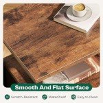 Huuger Nightstand Set of 2, Night Stand with Fabric Drawer, Mesh Shelf, Side Table with Storage, Fabric Drawer Dresser, Open Shelf, Metal Frame, Bedroom, Rustic Brown