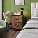 WLIVE Night Stand, Small 2 Drawer Dresser, Nightstand with Fabric Bins for Bedroom, Closet, Dorm, Rustic Brown Wood Grain Print, 11.8" D x 15.7" W x 20.9" H