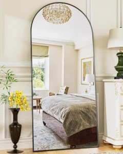 Full Length Mirror, 58"x19" Arch Floor Mirror, Floor Standing Freestanding Arch Full Body Mirror with Stand for Bedroom, Hanging Mounted for Living Room Cloakroom, Black
