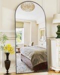 Full Length Mirror, 58"x19" Arch Floor Mirror, Floor Standing Freestanding Arch Full Body Mirror with Stand for Bedroom, Hanging Mounted for Living Room Cloakroom, Black
