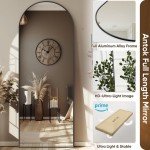 Full Length Mirror, 58"x19" Arch Floor Mirror, Floor Standing Freestanding Arch Full Body Mirror with Stand for Bedroom, Hanging Mounted for Living Room Cloakroom, Black