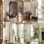 Full Length Mirror, 58"x19" Arch Floor Mirror, Floor Standing Freestanding Arch Full Body Mirror with Stand for Bedroom, Hanging Mounted for Living Room Cloakroom, Black