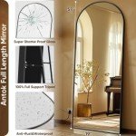Full Length Mirror, 58"x19" Arch Floor Mirror, Floor Standing Freestanding Arch Full Body Mirror with Stand for Bedroom, Hanging Mounted for Living Room Cloakroom, Black