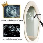 Honyee Full Length Mirror, 63" x 24" Wall Mirror, Flannel Wrapped Wooden Frame Full Body Mirror, Irregular Wavy Mirror Hanging or Leaning Against Wall for Cloakroom/Bedroom/Living Room, Ivory White