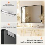 Sweetcrispy Black Bathroom Vanity Mirror for Wall, 22x30 Inch Metal Framed Wall Mirror Farmhouse Rectangle, Anti-Rust, Tempered Glass, Hangs Horizontally or Vertically