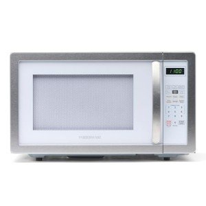 Farberware Countertop Microwave 1000 Watts, 1.1 cu ft - Microwave Oven With LED Lighting and Child Lock - Perfect for Apartments and Dorms - Easy Clean White, Platinum