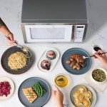 Farberware Countertop Microwave 1000 Watts, 1.1 cu ft - Microwave Oven With LED Lighting and Child Lock - Perfect for Apartments and Dorms - Easy Clean White, Platinum