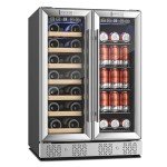 Empava Wine and Beverage Refrigerator Cooler Dual Zone 24 inch, Built-in Counter or Freestanding Fridge with Glass Door and LED Light, 78 Cans and 20 Bottles Capacity, Silver