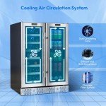 Empava Wine and Beverage Refrigerator Cooler Dual Zone 24 inch, Built-in Counter or Freestanding Fridge with Glass Door and LED Light, 78 Cans and 20 Bottles Capacity, Silver
