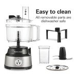 Hamilton Beach Food Processor & Vegetable Chopper for Slicing, Shredding, Mincing, and Puree, 10 Cups + Easy Clean Bowl Scraper, Black and Stainless Steel (70730)