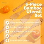 Riveira Bamboo Wooden Spoons for Cooking 6-Piece, Apartment Essentials Wood Spatula Spoon Nonstick Kitchen Utensil Set Premium Quality Housewarming Gifts for Everyday Use