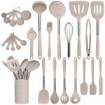 Home Hero Silicone Kitchen Utensils Set, Silicone Cooking Utensils Set, Dishwasher Safe Stainless Steel, Silicone Utensils For Cooking, Spatula Set Silicone Heat Resistant (26 Pcs - Stone)