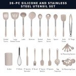 Home Hero Silicone Kitchen Utensils Set, Silicone Cooking Utensils Set, Dishwasher Safe Stainless Steel, Silicone Utensils For Cooking, Spatula Set Silicone Heat Resistant (26 Pcs - Stone)
