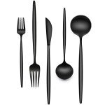 30-Piece Black Silverware Set, Flatware Set for 6, Food-Grade Stainless Steel Tableware Cutlery Set, Utensil Sets Kitchen Cutlery for Home Office Restaurant Hotel