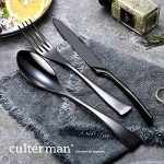 Culterman 20 Piece Black Flatware Silverware Cutlery Sets,unique modern look,Home & Kitchen Stainless Steel Dinnerware/Tableware/Utensils Set For 4,Include Knives/Forks/Spoons Dishwasher Safe