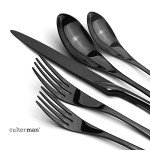 Culterman 20 Piece Black Flatware Silverware Cutlery Sets,unique modern look,Home & Kitchen Stainless Steel Dinnerware/Tableware/Utensils Set For 4,Include Knives/Forks/Spoons Dishwasher Safe