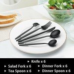 30-Piece Black Silverware Set, Flatware Set for 6, Food-Grade Stainless Steel Tableware Cutlery Set, Utensil Sets Kitchen Cutlery for Home Office Restaurant Hotel