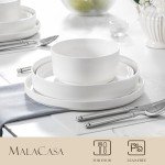 MALACASA 24 Pieces Porcelain Dinnerware Set, Modern White Dish Set for 6, Premium Serving Plates and Bowls Sets, Chip and Scratch Resistant Dishware Sets Kitchen Dishes Dining Ware Set, Series LEAH