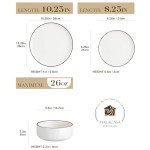 MALACASA Plates and Bowls Sets, 12 Pieces Modern Porcelain Dinnerware Set for 4 White Kitchen Dinner Dining Ware Set wtih Black Rim Ceramic Dishware Dishes Microwave and Dishwasher Safe, Series LUNA
