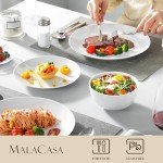 MALACASA 12 Pieces Gourmet Porcelain Dinnerware Sets, Modern White Dish Set for 4, Premium Serving Plates and Bowls Sets, Chip and Scratch Resistant Dishware Sets, Series AMELIA