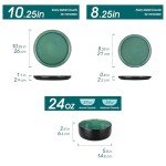 vancasso PLAYA Plates and Bowls Sets, 12 Pieces Stoneware Dinnerware Sets Dishes Set Modern kitchen Dishware Sets Service for 4, Dishwasher and Microwave Safe, Green