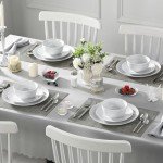 MALACASA 12 Pieces Gourmet Porcelain Dinnerware Sets, Modern White Dish Set for 4, Premium Serving Plates and Bowls Sets, Chip and Scratch Resistant Dishware Sets, Series AMELIA
