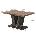 Tribesigns 47-Inch Dining Table for 4, Black Kitchen Dinner Table with Heavy Duty Pedestal, Farmhouse Wooden Eating Table for Home, Dining Room, Small Space, Black & Brown