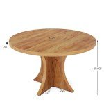 Tribesigns Round Dining Table for 4-6, 47.24-Inch Farmhouse Kitchen Table, Wood Dining Table with Pedestal Base, Small Dinner Table for Dining Room,Living Room, Small Space, Brown