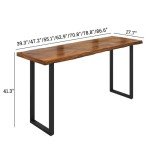 Industrial Bar Table,Solid Wood Counter Height Bar Table Live Edge Dining Table,Long Bar Table High Top Wall Bar Table Rectangular Narrow Bar Table(55.1", Brown)