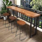 Industrial Bar Table,Solid Wood Counter Height Bar Table Live Edge Dining Table,Long Bar Table High Top Wall Bar Table Rectangular Narrow Bar Table(55.1", Brown)
