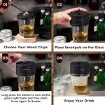 Electric Whiskey Smoker Kit with 6 Wood Chips, Rechargeable Cocktail Smoker Kit Built in Lighter, No Butane Needed, Birthday Christmas Anniversary Bourbon Whiskey Gifts for Men,Dad,Husband