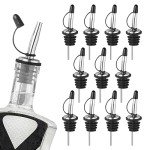Ohtomber 12PCS Liquor Pour Spout - Stainless Steel Speed Tapered Olive Oil Alcohol Dispenser Pour Spouts for Liquor Bottles with Dust Caps, Bar Accessories Bar Tools