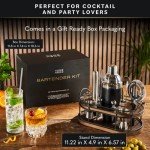 Home Hero Elegant 22-Piece Bartender Kit with Wooden Stand, Premium Bar Set & Cocktail Shaker, Gift for Home Bar and Cocktail Enthusiasts, Essential Bar Accessories with Recipe Book (22 Pcs - Silver)