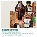 KLM Liquor Bottle Display Shelf, Coffee Syrup Rack Organizer, 3 Step Countertop Liquor Wine Rack, mini bar,liquor cabinet, Home Retro Bar Shelf Stand for Liquor Whiskey, Spirits, Brown, GL-06